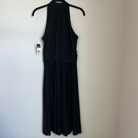 Chaps Malibu A-Line Midi Dress Black Sleeveless V-Neck Halter NEW  Women's Large - Picture 9 of 14
